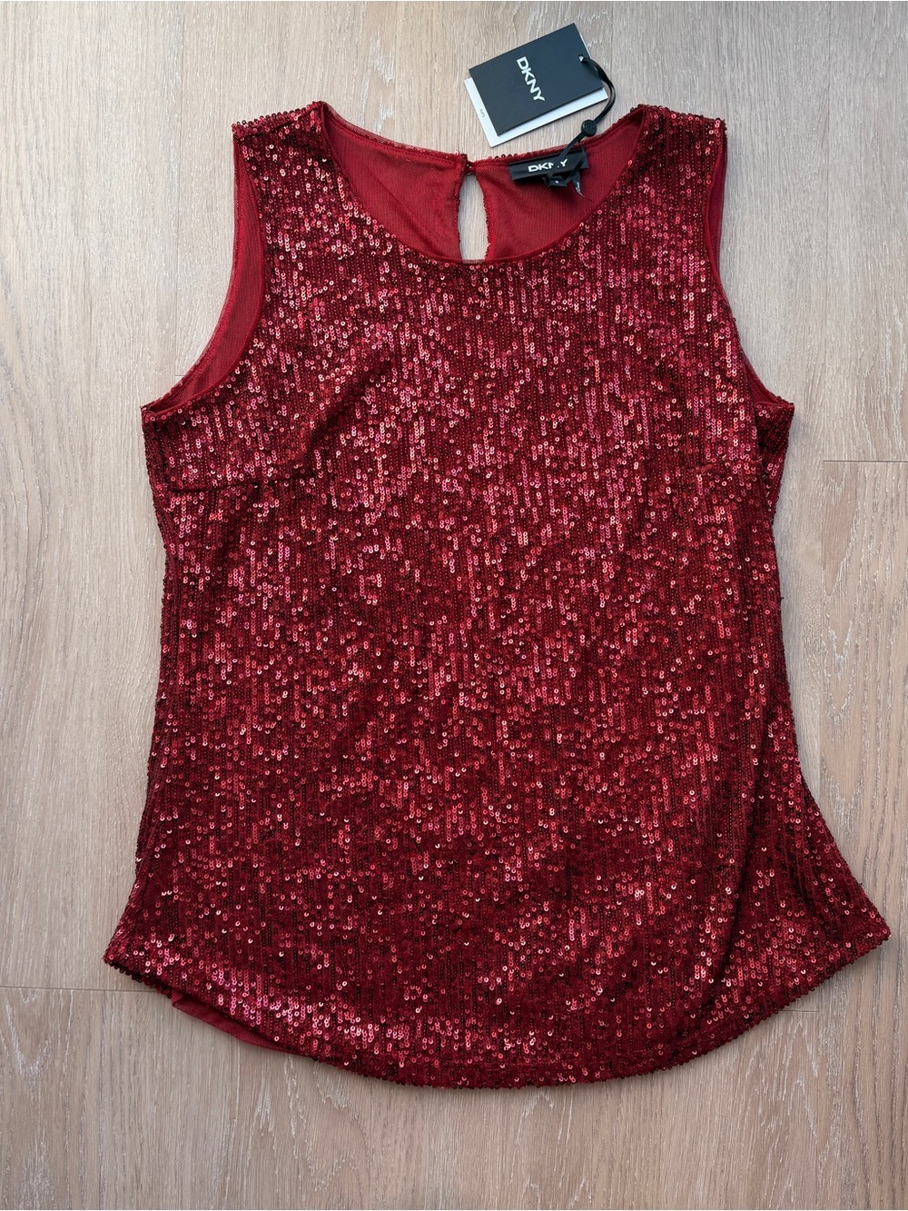 NWT DKNY red sequin top